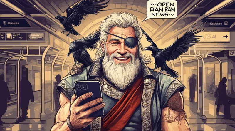 An image of Odin in a comic book style. He's in a subway station holding a phone and looking at the viewer. He has some crow around him. He's saying "News of the week"